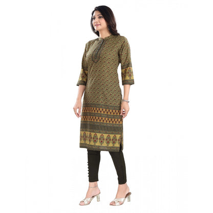 Roneclick Women's 3/4th Sleeve Cotton Blend Tunic Long Kurti (Yellow)