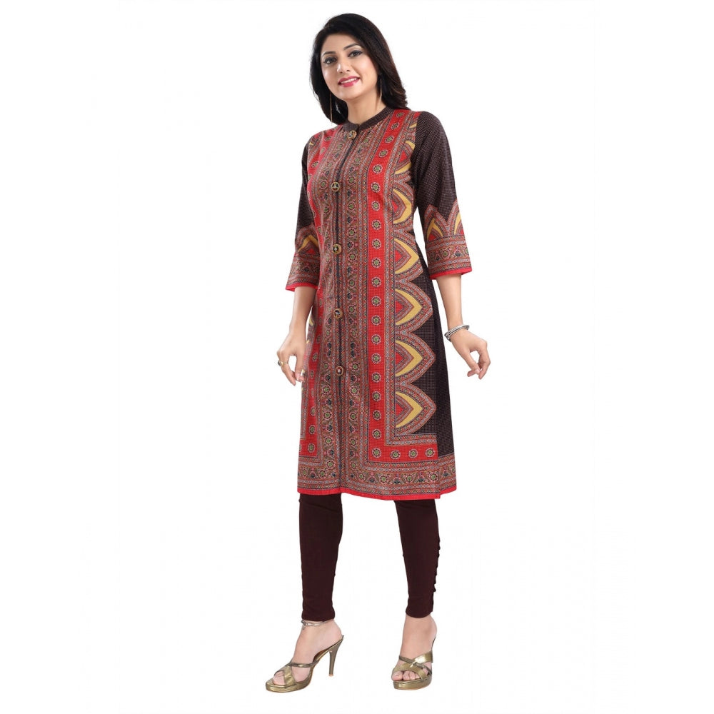 Roneclick Women's 3/4th Sleeve Cotton Blend Tunic Long Kurti (Multicolor)