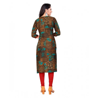 Roneclick Women's Rayon Foil Printed Straight Kurti (SeaGreen)