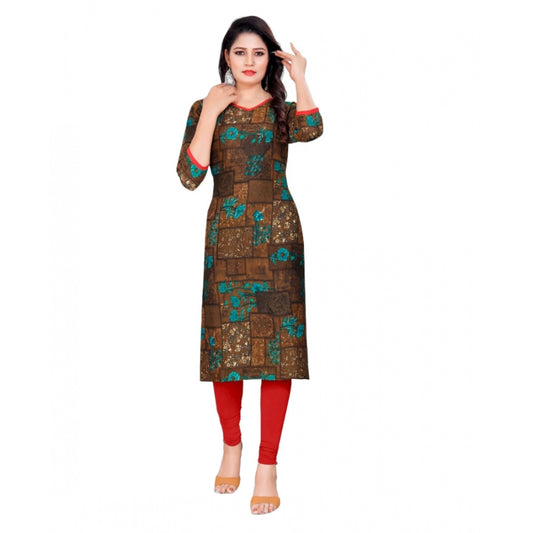 Roneclick Women's Rayon Foil Printed Straight Kurti (SeaGreen)