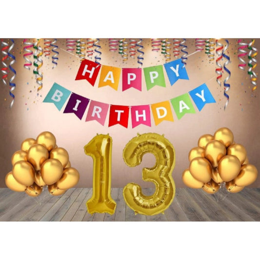 Roneclick 13Th Happy Birthday Decoration Combo With Multi Color Banner (Multicolor)