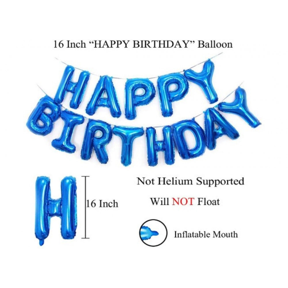 Roneclick 9Th Happy Birthday Decoration Combo With Foil And Star Balloons (Blue, Silver)