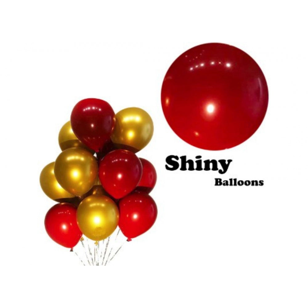 Roneclick Red And Golden Happy Anniversary Decorations Set Of Metallic Balloons (Multicolor)