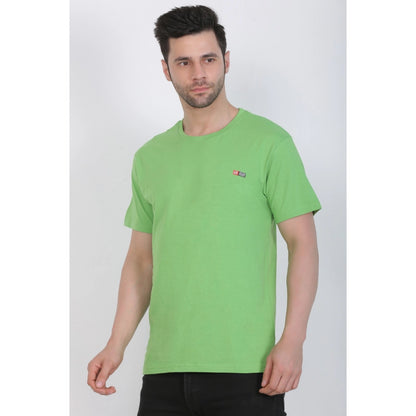 Roneclick Men's Cotton Jersey Round Neck Plain Tshirt (Pale Green)