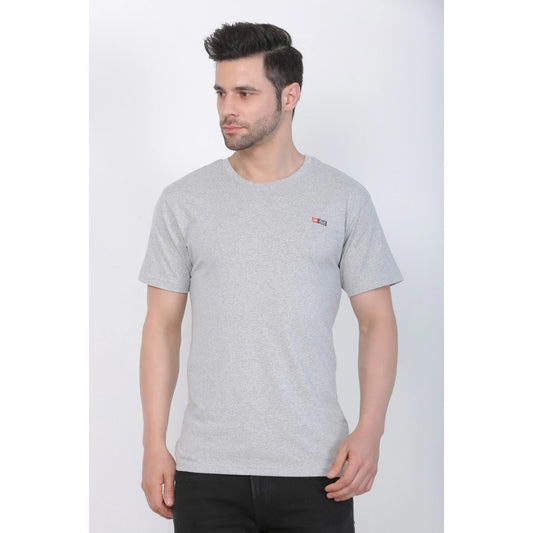 Roneclick Men's Cotton Jersey Round Neck Plain Tshirt (Grey Melange)