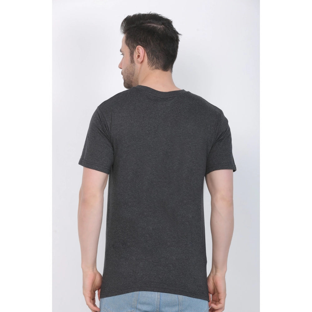 Roneclick Men's Cotton Jersey Round Neck Plain Tshirt (Charcoal Melange)