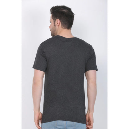 Roneclick Men's Cotton Jersey Round Neck Plain Tshirt (Charcoal Melange)