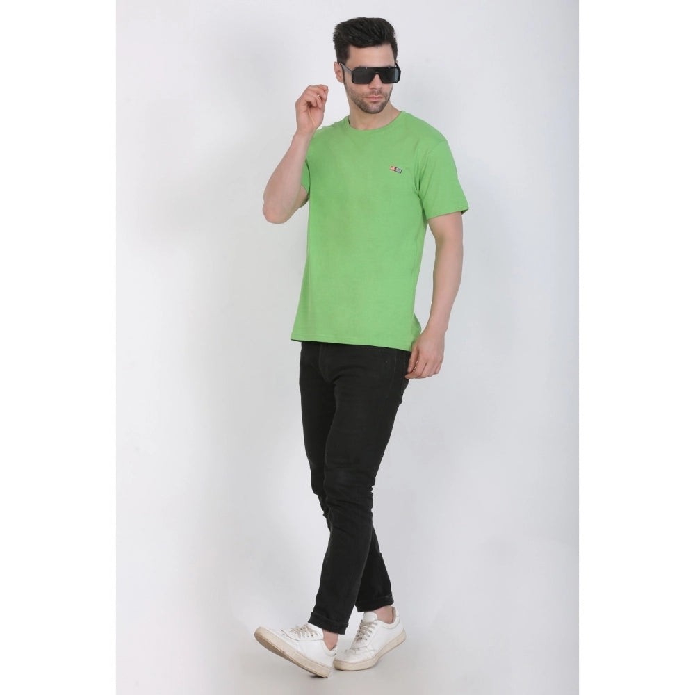 Roneclick Men's Cotton Jersey Round Neck Plain Tshirt (Pale Green)