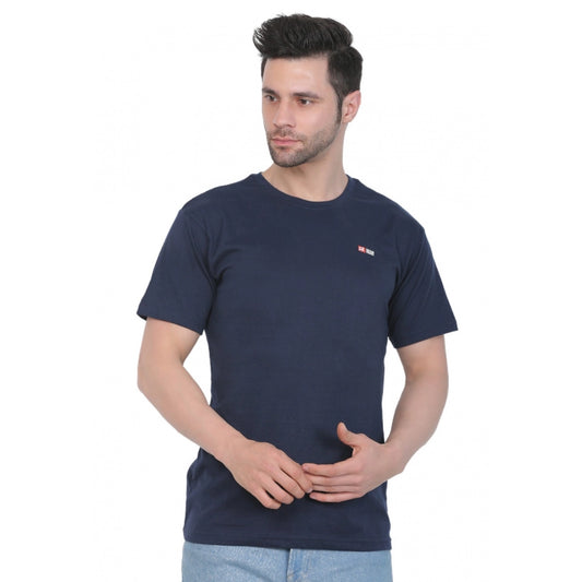 Roneclick Men's Cotton Jersey Round Neck Plain Tshirt (Navy)