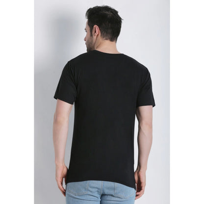 Roneclick Men's Cotton Jersey Round Neck Plain Tshirt (Black)