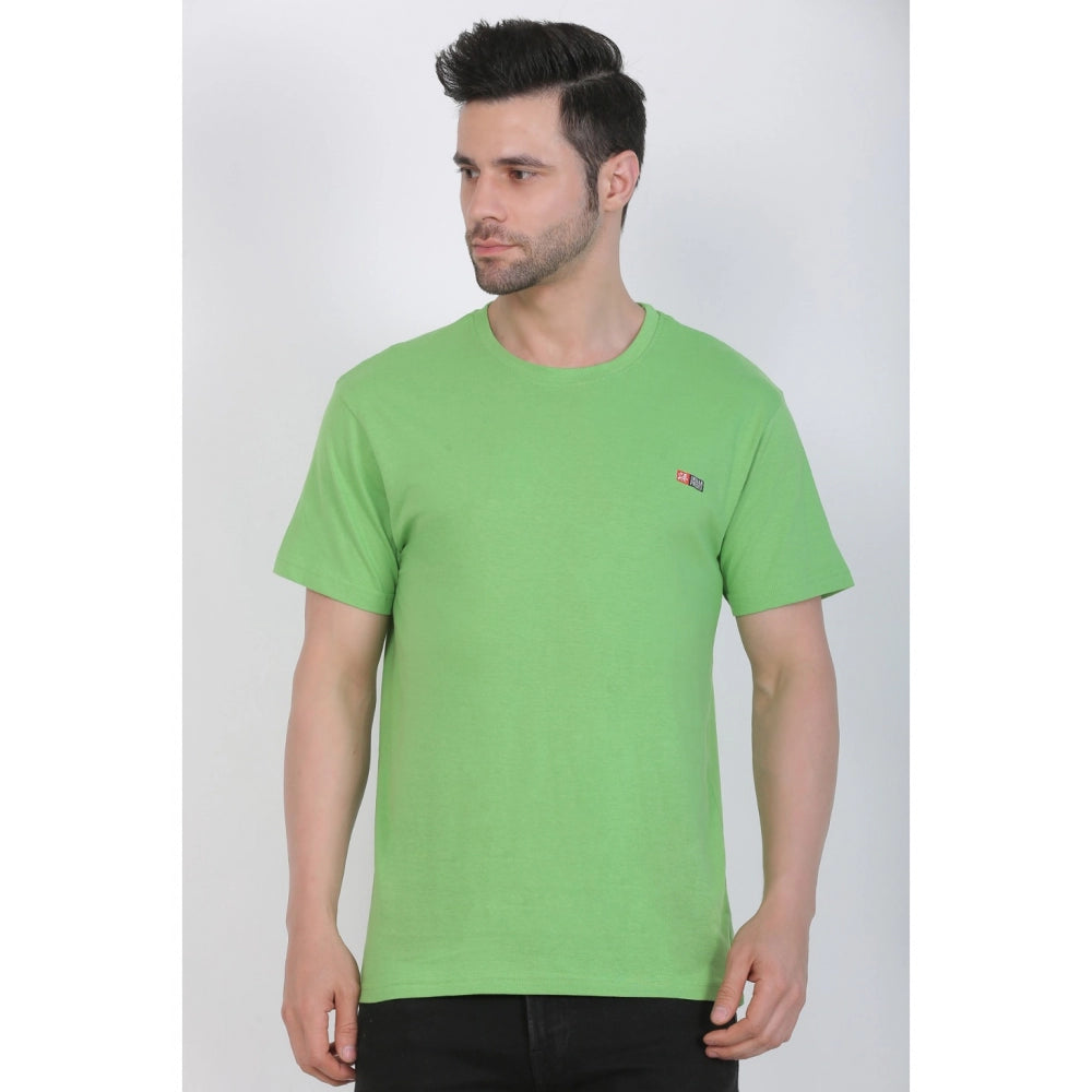 Roneclick Men's Cotton Jersey Round Neck Plain Tshirt (Pale Green)