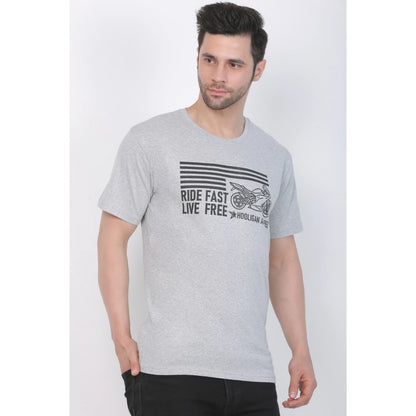 Roneclick Men's Cotton Jersey Round Neck Printed Tshirt (Grey Melange)