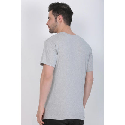 Roneclick Men's Cotton Jersey Round Neck Printed Tshirt (Grey Melange)