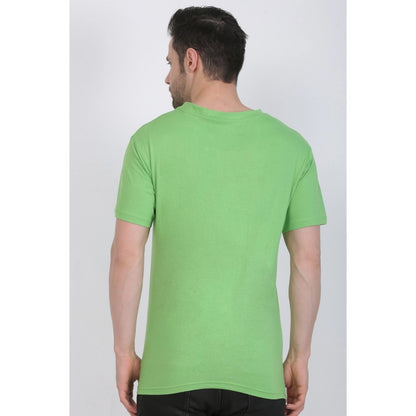 Roneclick Men's Cotton Jersey Round Neck Printed Tshirt (Pale Green)