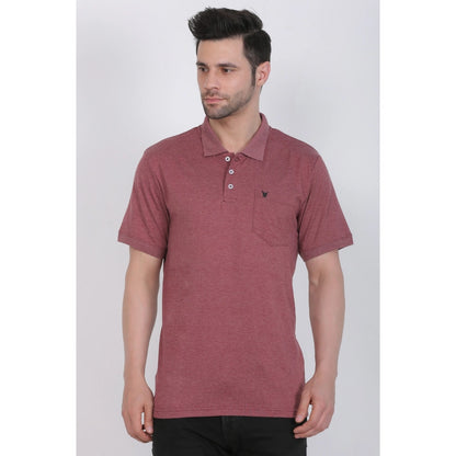 Roneclick Men's Poly Viscose Polo Plain Tshirt (Maroon Melange)