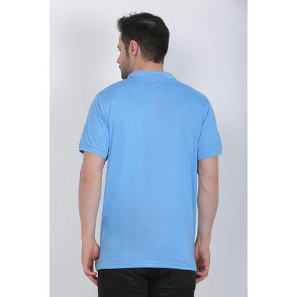 Roneclick Men's Poly Viscose Polo Plain Tshirt (Blue Melange)