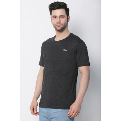 Roneclick Men's Cotton Jersey Round Neck Plain Tshirt (Charcoal Melange)