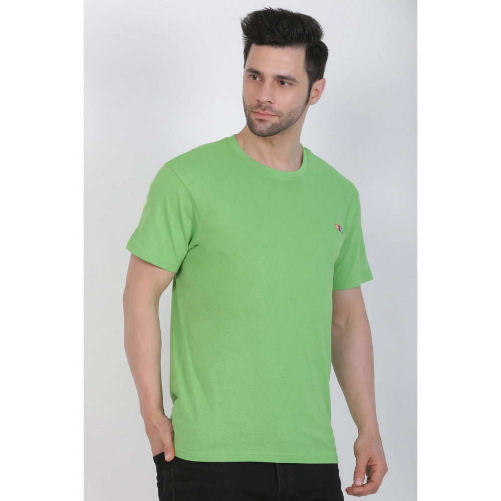 Roneclick Men's Cotton Jersey Round Neck Plain Tshirt (Pale Green)