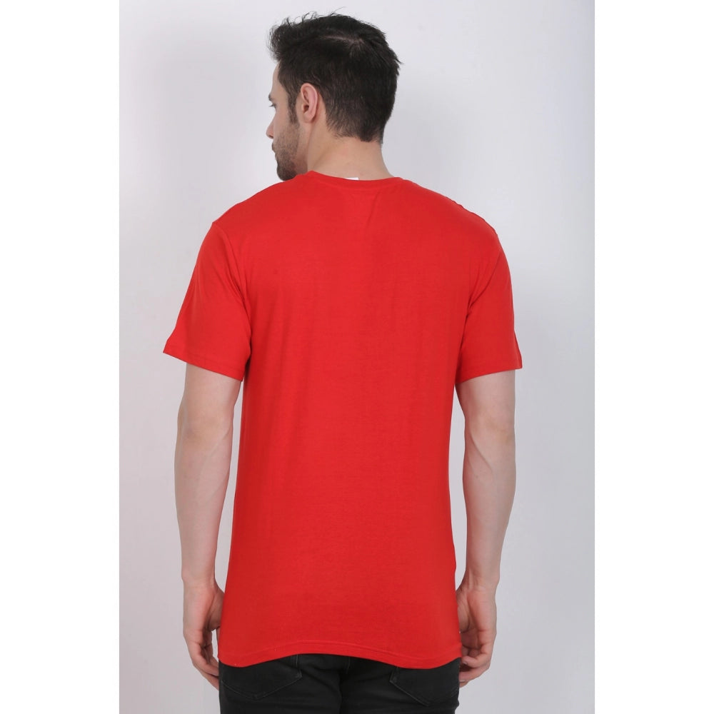 Roneclick Men's Cotton Jersey V Neck Plain Tshirt (Red)