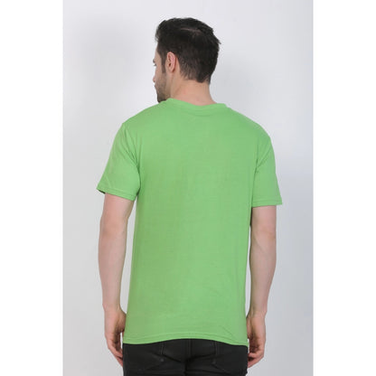 Roneclick Men's Cotton Jersey V Neck Plain Tshirt (Pale Green)