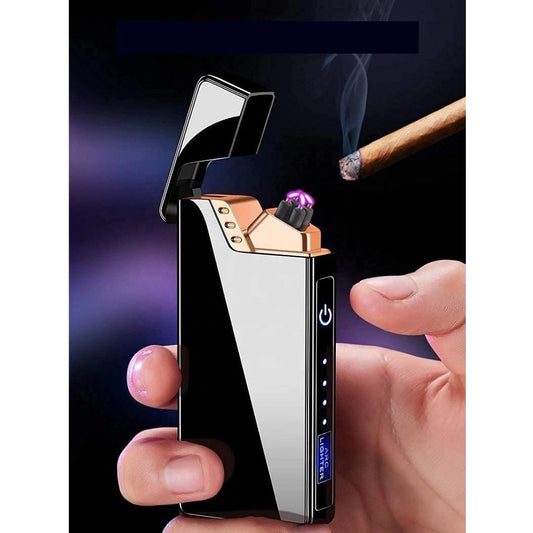 Roneclick Arc Cigarette Lighter For Men Plasma Flameless Windproof Lighter With Battery Display Usb Rechargeable Lighter (Black)