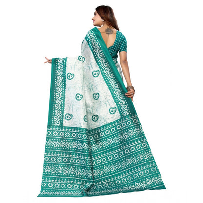 Roneclick Women's Art Silk Printed Saree With Unstitched Blouse (Green, 5-6 Mtrs)