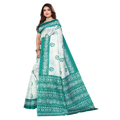 Roneclick Women's Art Silk Printed Saree With Unstitched Blouse (Green, 5-6 Mtrs)