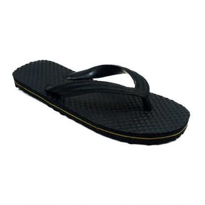 Roneclick Unisex Textured Lightweight Flip-Flop Hawai Slipper (Black)