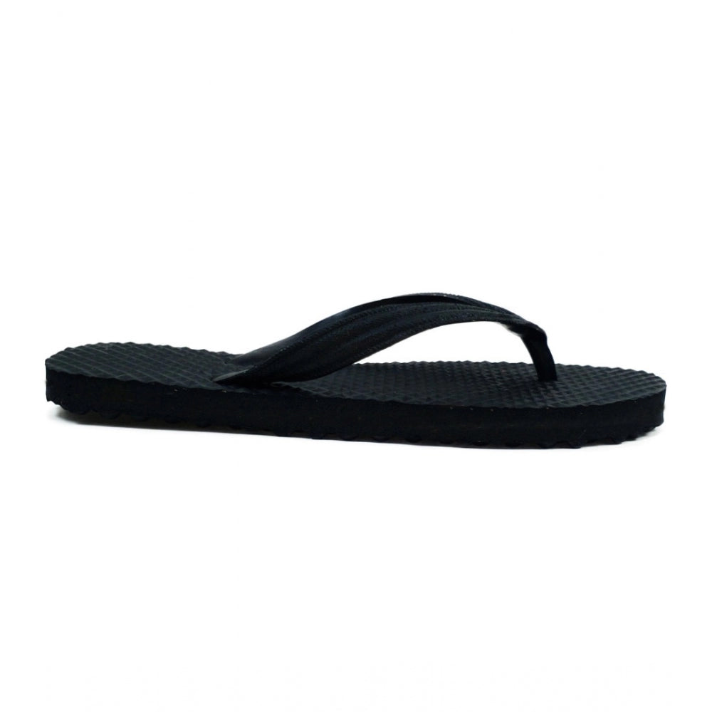 Roneclick Unisex Textured Lightweight Flip-Flop Hawai Slipper (Black)