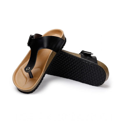 Roneclick Unisex Cork Adjustable Buckle Straps Cork Sandals (Black)