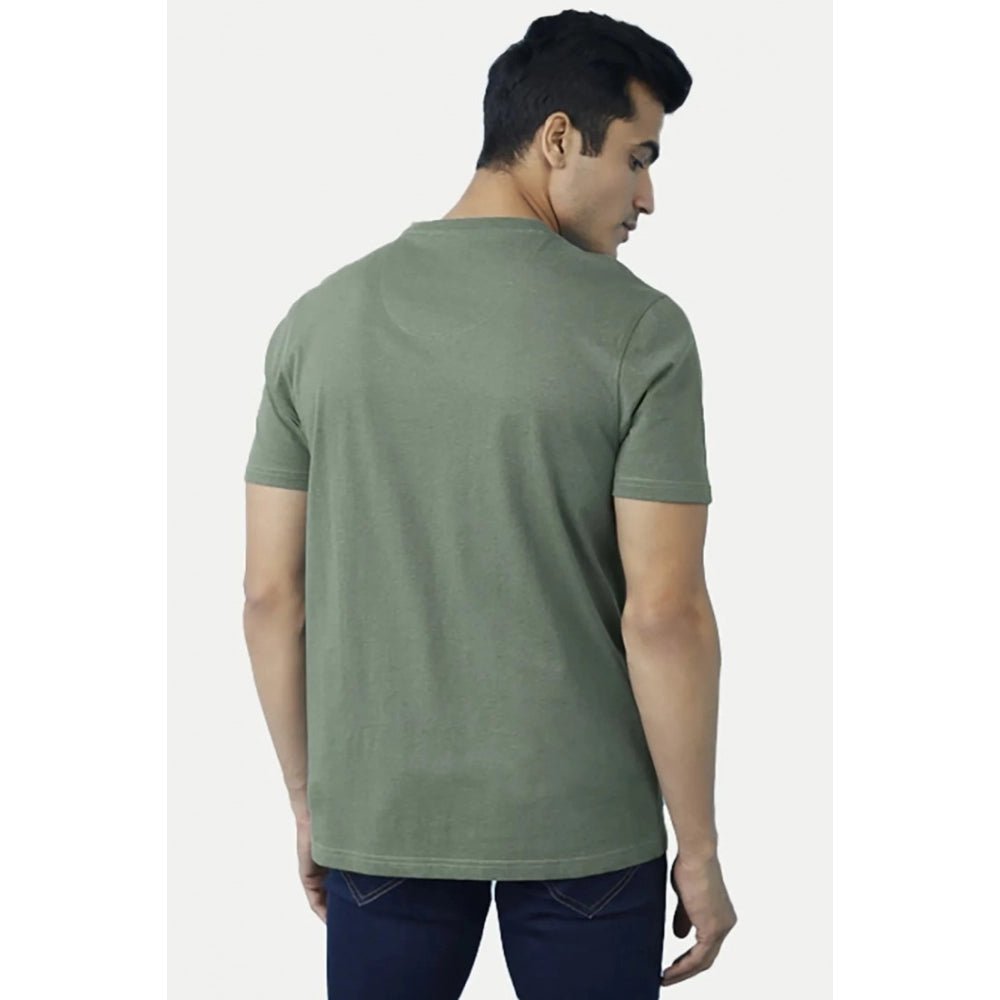 Roneclick Men's Casual Half sleeve Solid Cotton V Neck T-shirt (Green)