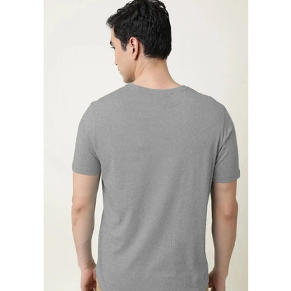 Roneclick Men's Casual Half sleeve Solid Cotton V Neck T-shirt (Grey Melange)