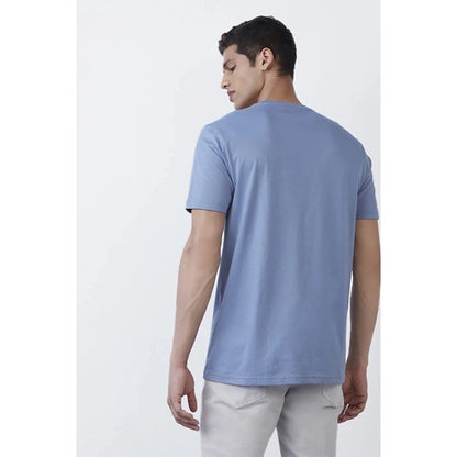 Roneclick Men's Casual Half sleeve Solid Polyester Crew Neck T-shirt (Light Blue)