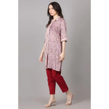 Roneclick Women's Casual 3/4 Sleeve Viscose Rayon Printed Kurti (Purple)