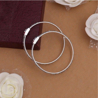 Roneclick Silver Color 1 Pair Of Oxidised Kids Bangles Size: 1.6