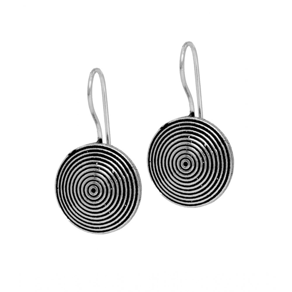 Roneclick Women's Jalebi Design Silver Tone Oxidised Stud Brass Earrings