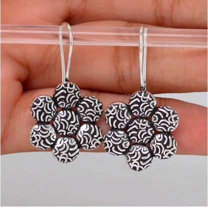 Roneclick Women's New Designer Flower Shape Handmade Indian Traditional Oxidised Stud Earrings