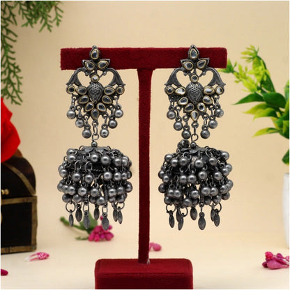 Roneclick Women's Silver Color Oxidised Earrings