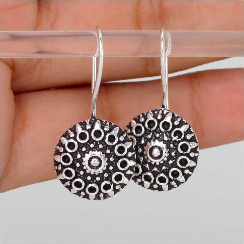 Roneclick Women's Handmade Indian Traditional Designer Silver Oxidised Stud Brass Earrings