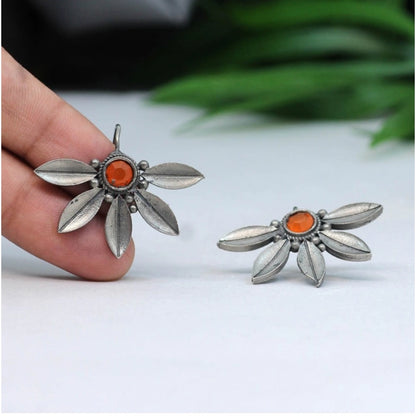 Roneclick Women's Orange Color Oxidised Earrings