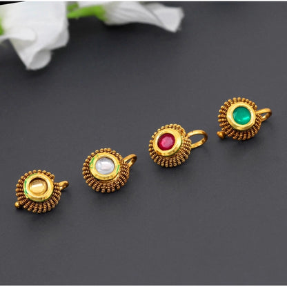 Roneclick Women's Multi Color Kundan Nose Pin Combo Of 4 Pieces