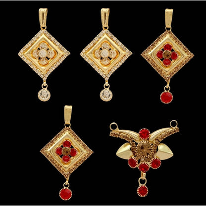 Roneclick Women's Red &amp; White Color Pendants Locket Combo Of 5 Pieces