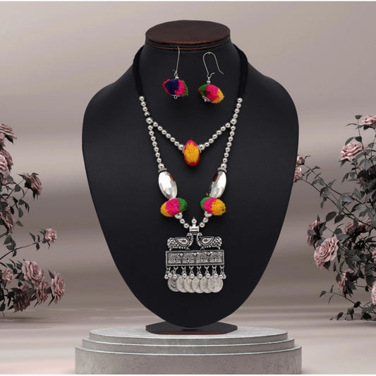 Roneclick Women's Multi Color Oxidised Necklace Set