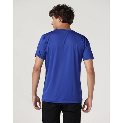 Roneclick Men's Casual Half Sleeve Solid Polyester Round Neck T-shirt (Royal)