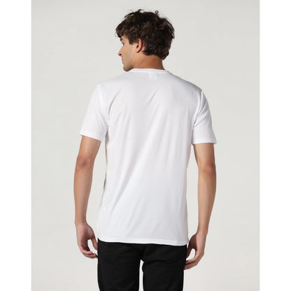 Roneclick Men's Casual Half Sleeve Solid Polyester Round Neck T-shirt (White)