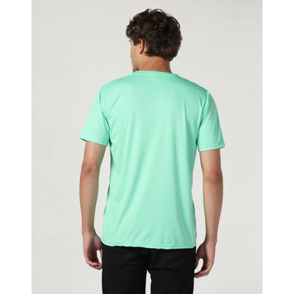 Roneclick Men's Casual Half Sleeve Solid Polyester Round Neck T-shirt (Lgreen)