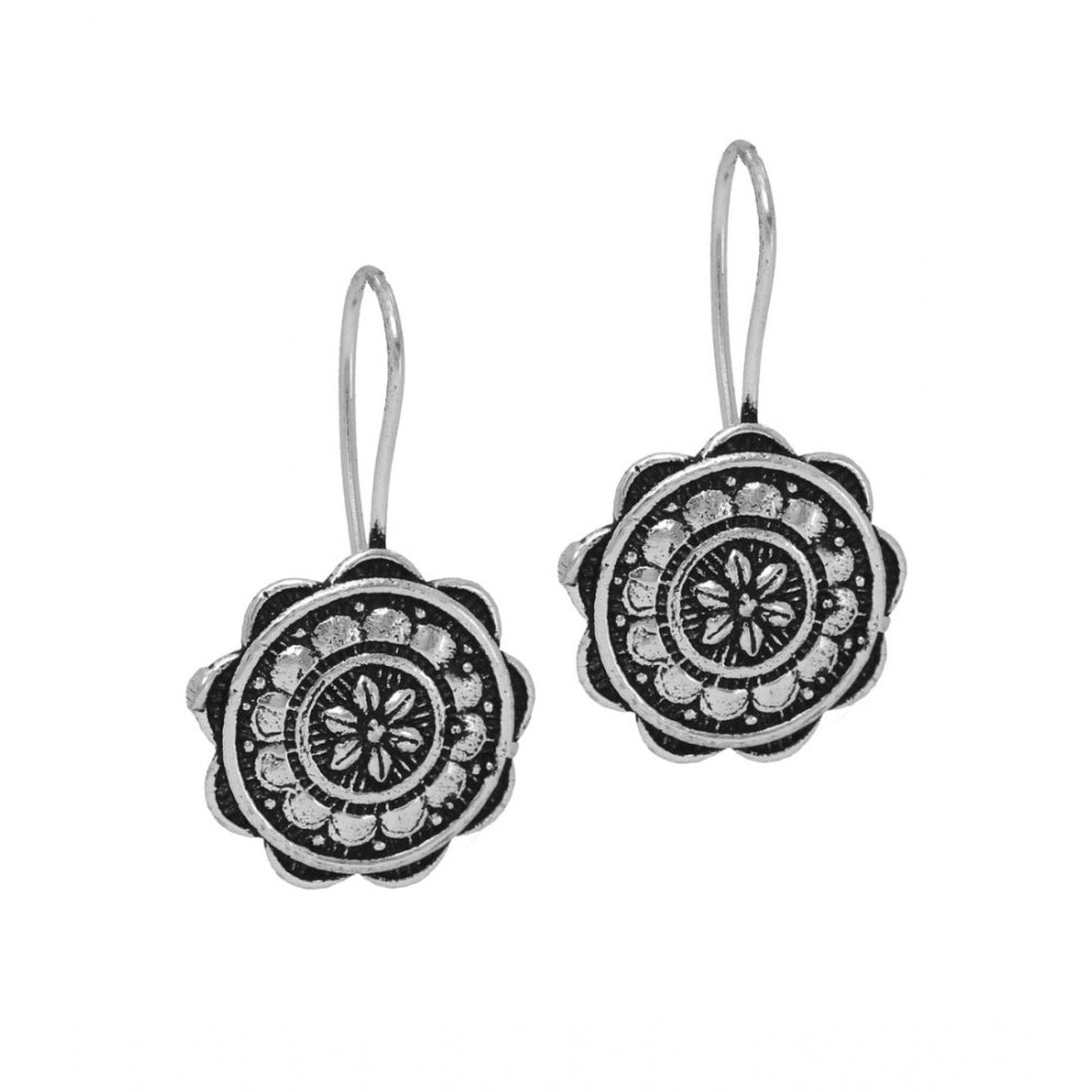 Roneclick Women's Rajasthani Ethnic German Silver Oxidised Earrings