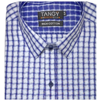 Roneclick Men's Cotton Lycra Full Sleeve Checked Casual Shirt (White)