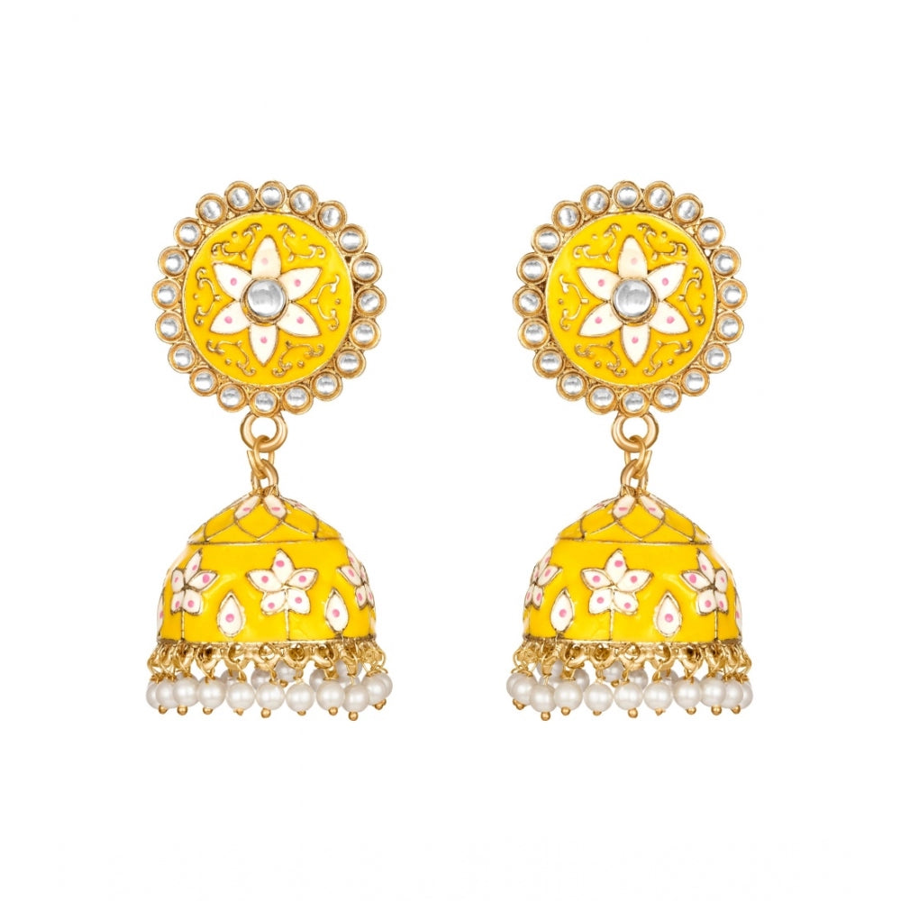 Roneclick Women's Rose Gold Plated Alloy Earrings (Yellow)