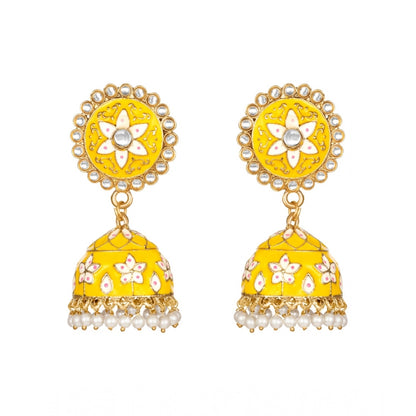 Roneclick Women's Rose Gold Plated Alloy Earrings (Yellow)